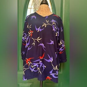 EUC Harleen V-Neckline Top in Bird Print